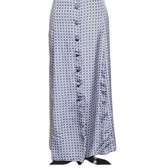Leslie Fay 1980s Vtg maxi dress blue polka dot w/ short sleeves Summer Flowy - Picture 6 of 11